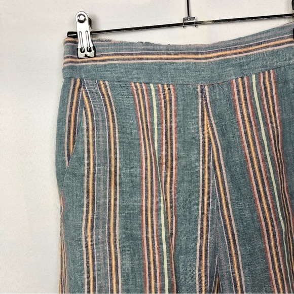 Madewell Houston Side Button Pull On Crop Pants Blue Rainbow Stripe S - Picture 6 of 8